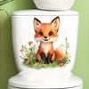 Floral Fox Cub Toilet Stickers, Waterproof Self-Adhesive for Bathroom Decor, Cute Animal Decals