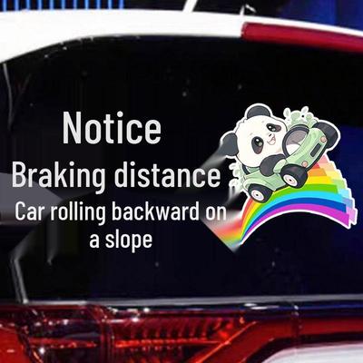 Cartoon Panda Car Sticker: Fun Warning for Rear Window