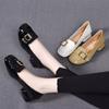 Patent leather thick heel single shoes soft sole soft surface one pedal 2025 women's shoes spring and autumn new small leather shoes comfortable Doudo