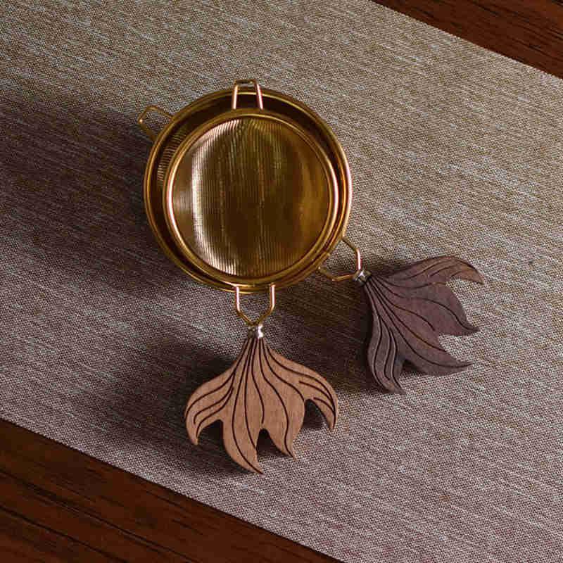 Black Walnut Handle Stainless Steel Tea Leak Tea Separator Tea Ceremony Accessories Wooden Handle Tea Leaf Filter