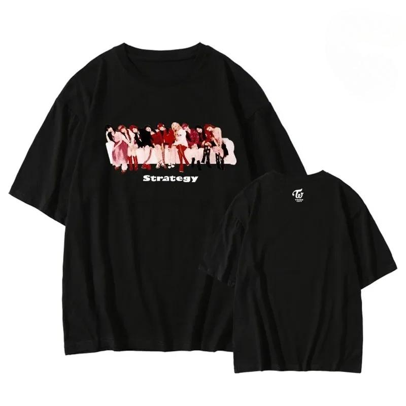 

2026 KPOP Twice 14-й мини-альбом STRATEGY Футболка Мужская_Женская Харадзюку 90-е Уличная одежда Хлопок Хип-хоп Футболка Винтажная Эстетичная Одежда 4XL