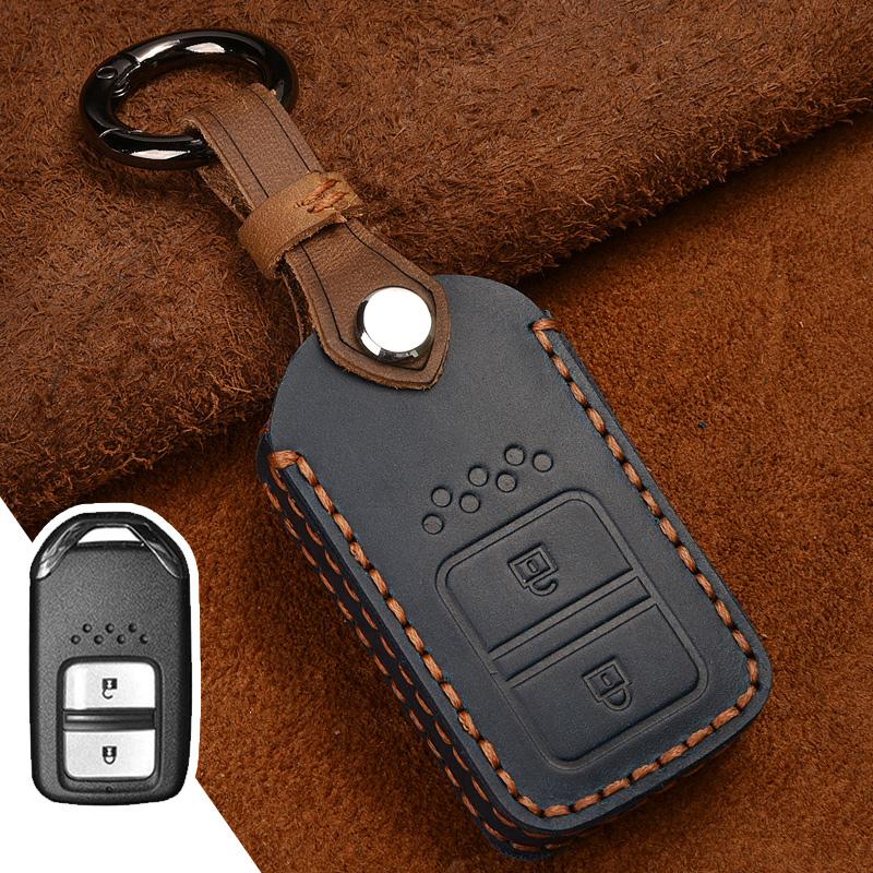 Leather Smart Remote Car Key Case Cover For Honda Vezel City Civic Jazz Brv Br-V Hrv Key Case 2Btn Car Accessories