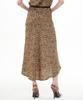Bikwaieos Flared Satin Slit Skirt Leopard_Brown Black