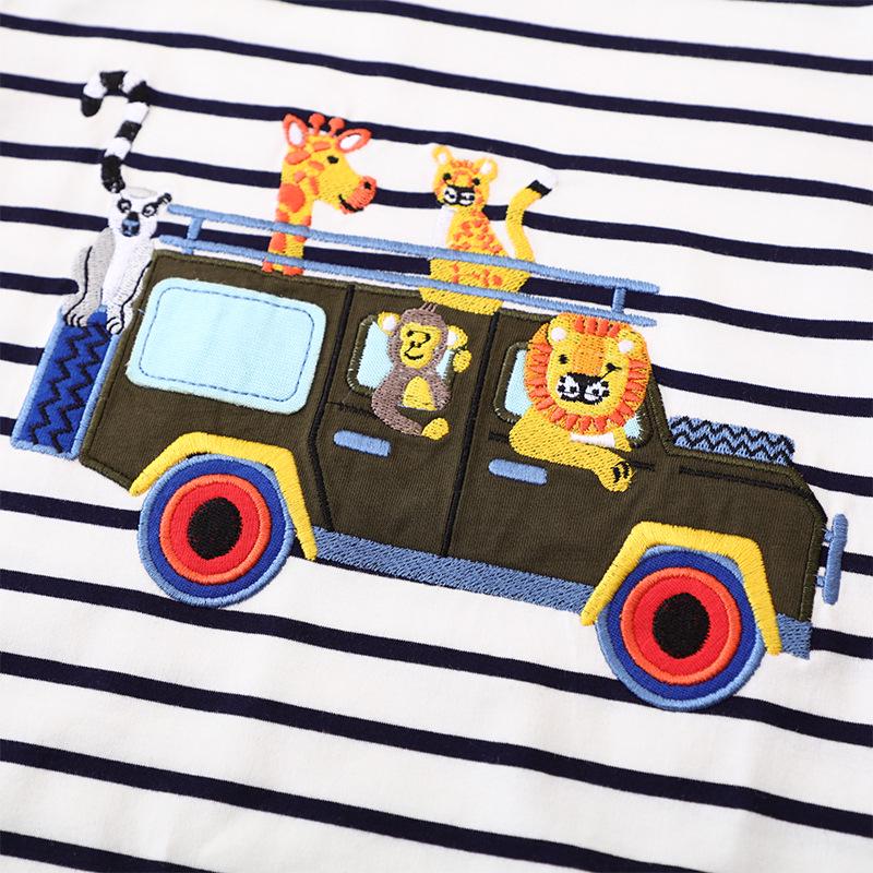 European & American Style Boys' Cartoon T-Shirt - Short Sleeve, Knitted Cotton, Summer Wear