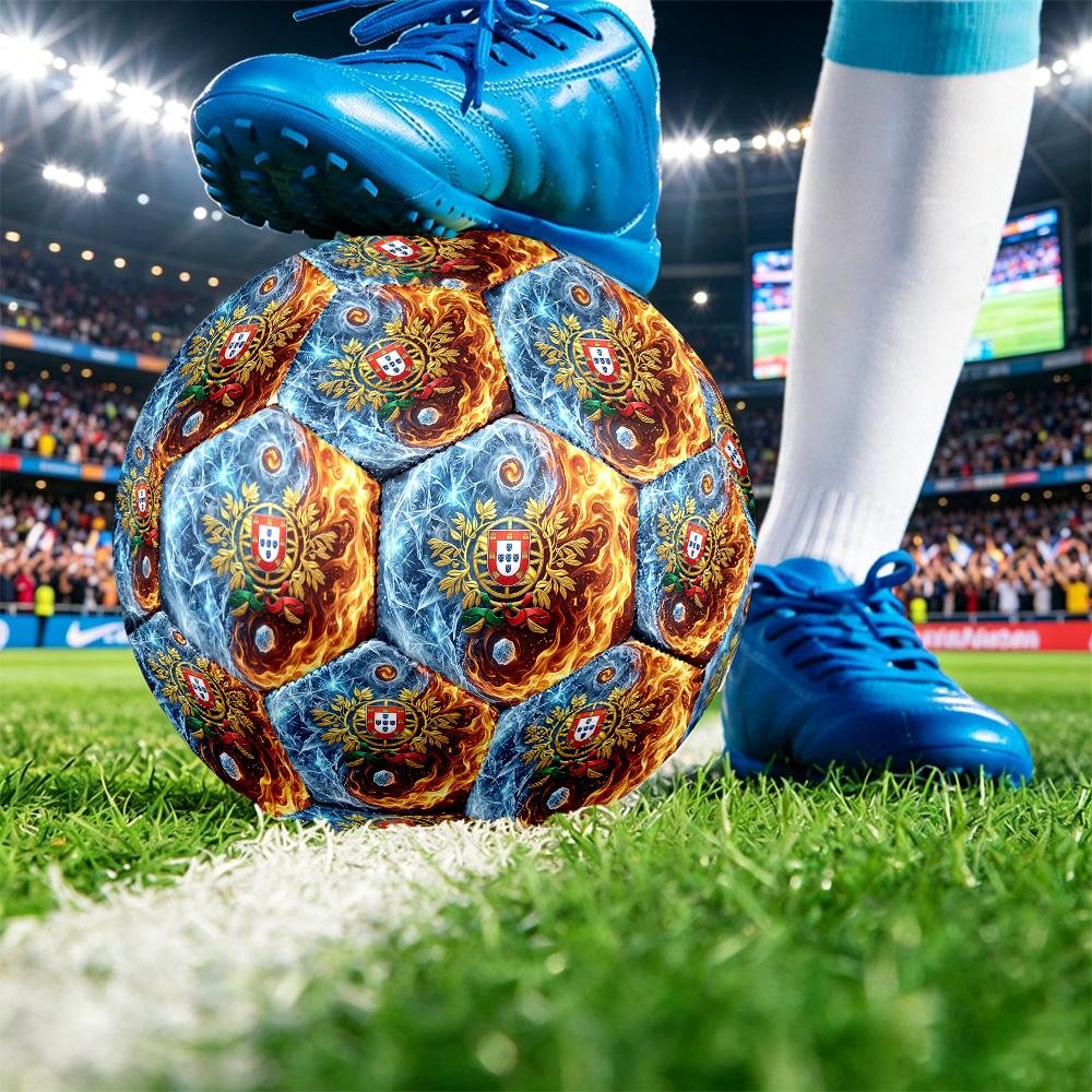 Portugal Football Printed Size 5 Soccer Ball Wear Resistant Standard Adult Training Football Fan Gift for Indoor Outdoor Match Sports