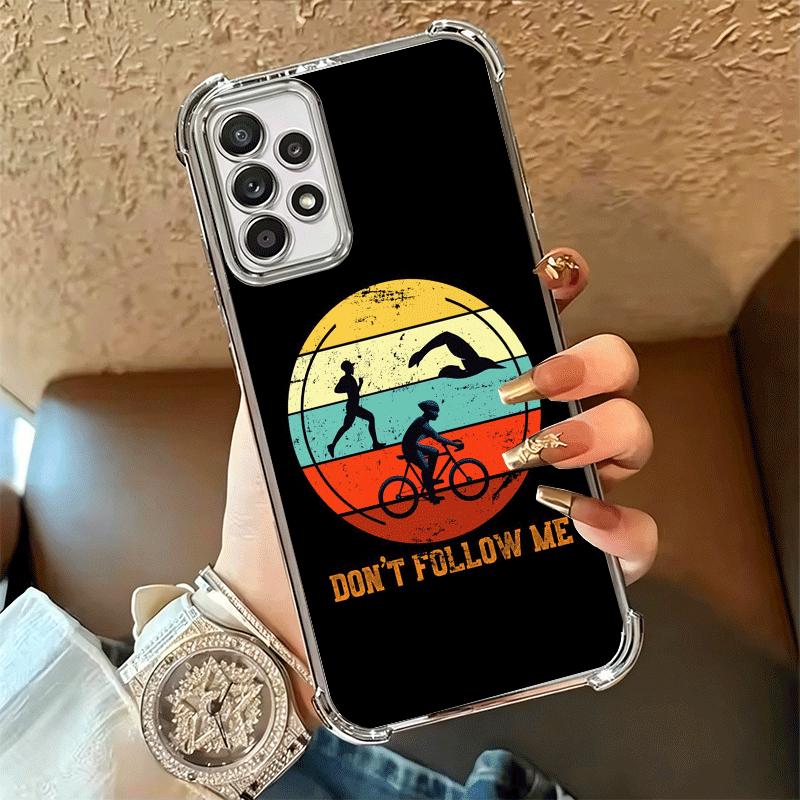 Triathlon Swim Bike Run Soft Phone Case For Samsung A17 A27 A07 A37 A57 A16 A56 A15 A55 A14 A54 A13 A53 A26 A36 A25 A35 A24 A34