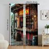 2 pcs   versatile polyester transparent curtains for home decoration Vintage Western Saloon for use in bedrooms and living rooms