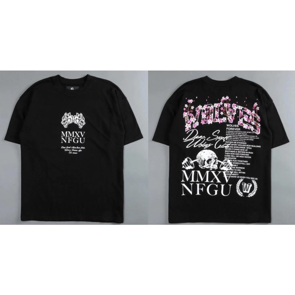 

Darc Wolf Head Смешной принт Тренировка Тренажерный зал Фитнес 100% хлопок Мужская футболка с коротким рукавом Повседневная футболка Модные спортивные свободные топы Y2k S