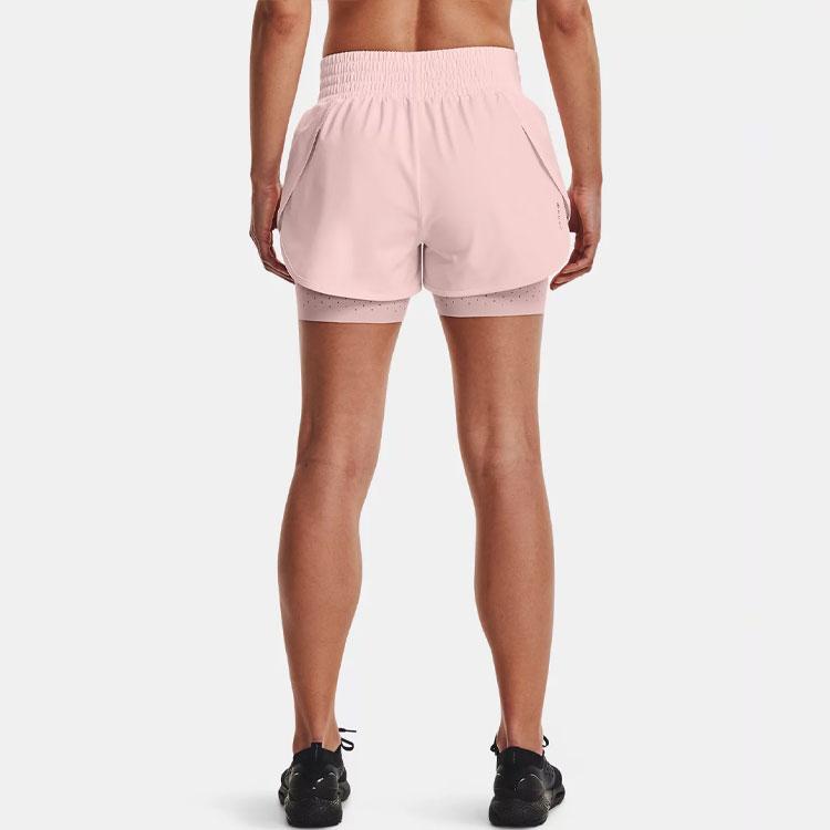 Under Armour 2-in-1 Woven Training Shorts Women Bottoms Pink 1361154-658
