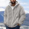 Men's Fashion Solid Color Patchwork Sweatshirt Loose Double-sided Velvet Warm Jacket Zipper Outerwear