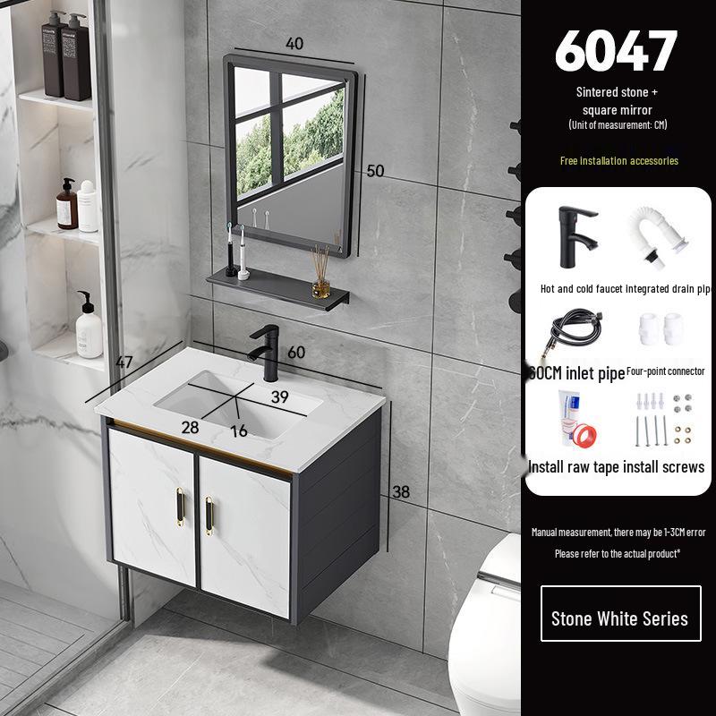 Luxury Space Aluminum Bathroom Vanity with Integrated Ceramic Basin for Compact Spaces