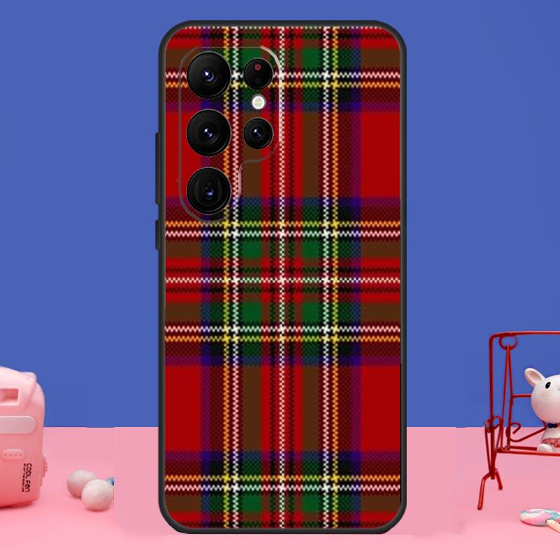 Housse Motif Carreaux Tartan Clan Stewart Pour Samsung Galaxy S24 S23 S22 S21 S20 FE Ultra Plus S8 S9 S10 Note 10 20 Ultra Coque
