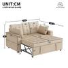 2-Seater Sofa Bed with Storage and Adjustable Backrest, with Armrest Compartments, Versatile Folding for Living Room, Bedroom or Apartment, Beige