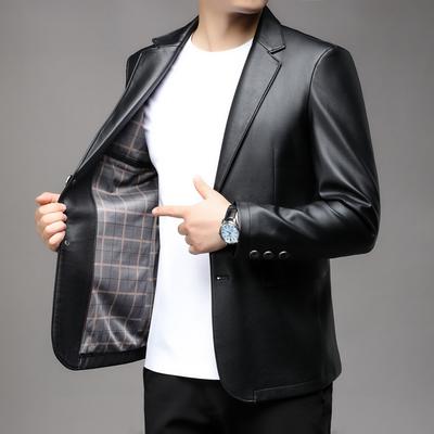 Neue Lederjacke Business Casual Anzug Lederjacke für junge Männer Schöne Jacke Herbst und Winter Mode Anzug