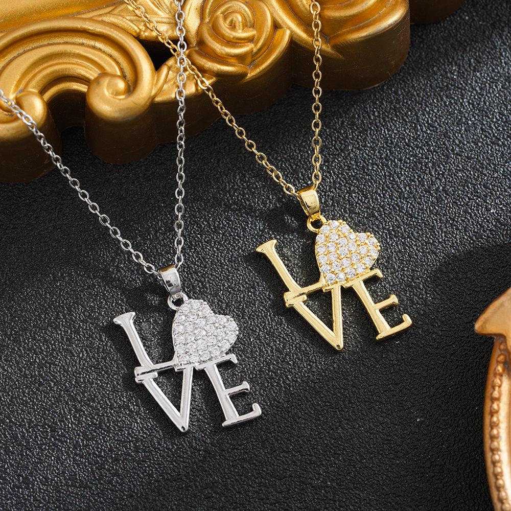 Titanium Steel Heart Necklace for Women with Zircon - Fashionable and Versatile Design
