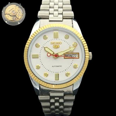RELÓGIO SEIKO 5 AUTOMÁTICO JAPONÊS MASCULINO RARO COM MOVIMENTO DOURADO USADO 575a-a304781-2