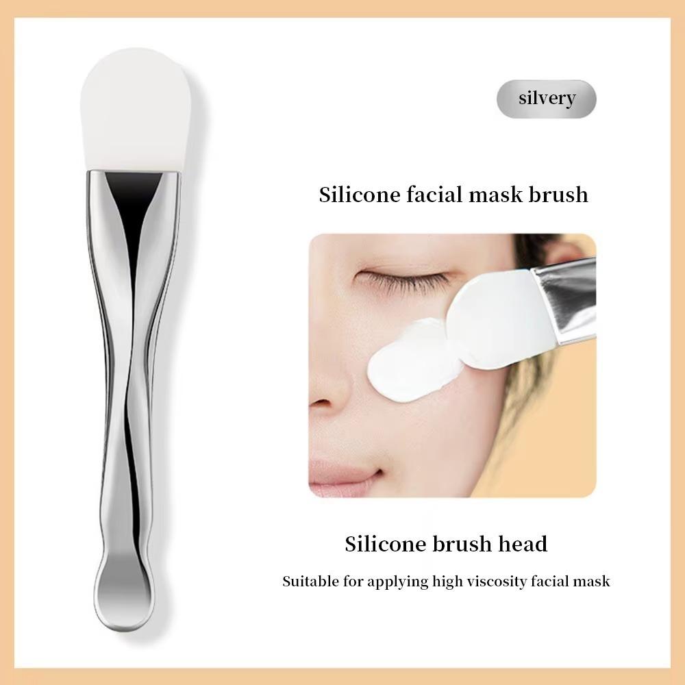 Double Head Silicone Facial Mask Brush Daub Type Beauty Tool Face Cleaning Brush Dual-Use with Digging Spoon
