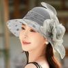 Hat Women's Summer Versatile Retro Organza Small Edge European and American Wind Hat Two-color Flower Sun Hat Sun Protection Top Hat