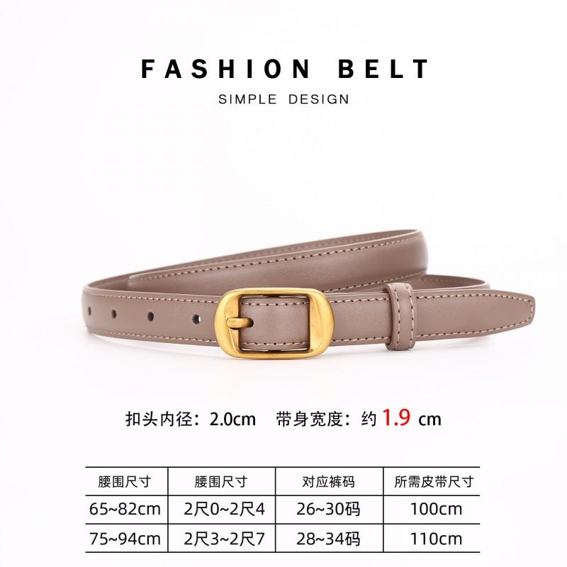 Womens Slim Genuine Leather Belt With Zinc Alloy Buckle Vintage Style Waist Accessory Casual Office Chic Outfits