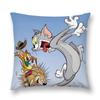 Cartoon T-Tom And J-Jerry Pillow Case Throw Pillow Cover Nordic Vintage Style Cushion Covers Home Living Room Sofa Couch Seat