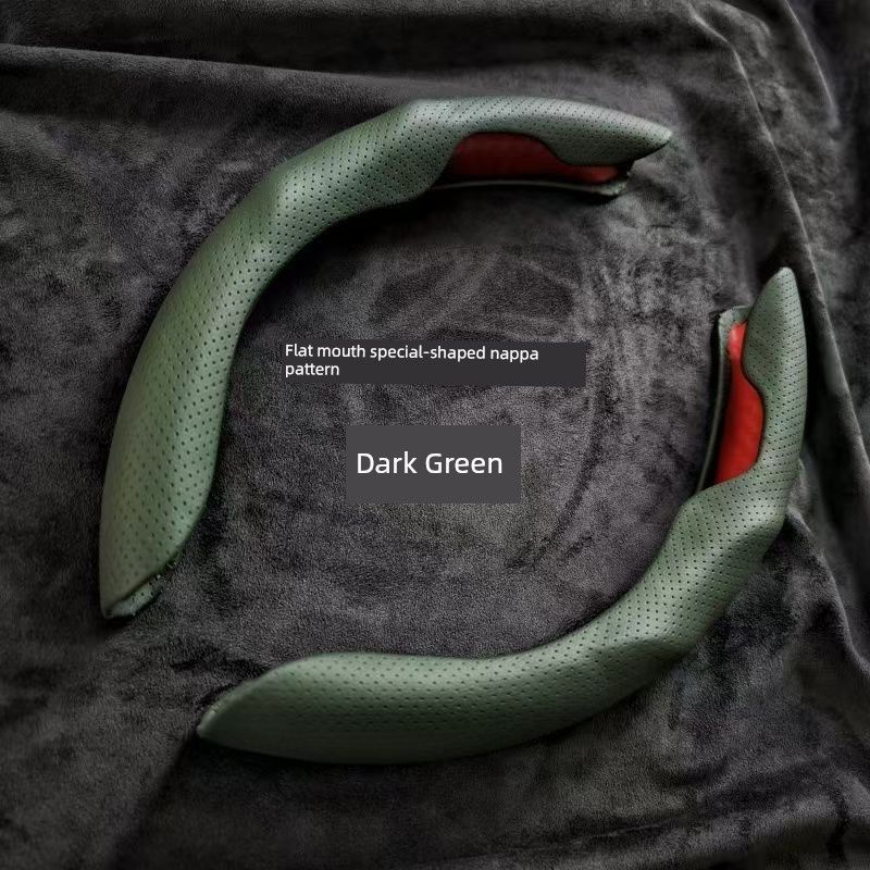 New Car Steering Wheel Cover, Four-Season Anti-Slip, High-End, Lightweight, Durable, Breathable, Nappa Leather, Suede Handlebar Cover