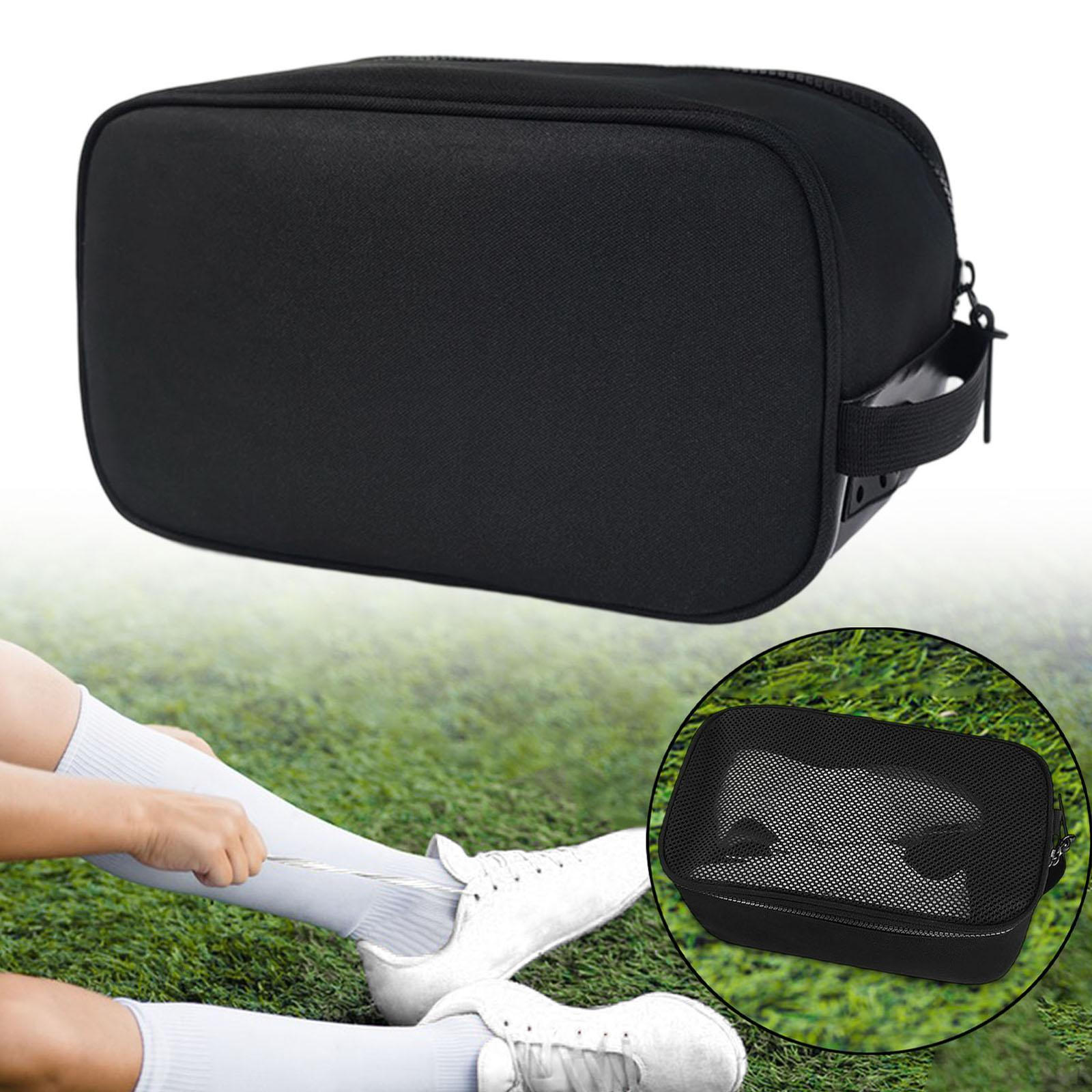 

Soccer Shoe Bag 24.5cm Portable Lightweight Washable Cleats Shoes Pouch for Fitness чорний