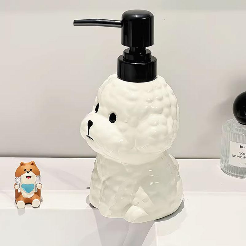 400ml Soap Dispenser Small Dog Ceramic Press Bottle Hand Sanitizer Bottle Household Bathroom Creative Dispensing Bottle