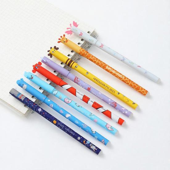 Kreslená gumovací gelová pera Roztomilé zvířecí motivy 0,7 mm Modrý inkoustové pero Hladké psaní Čisté gumování Pero Školní potřeby Dárky na párty