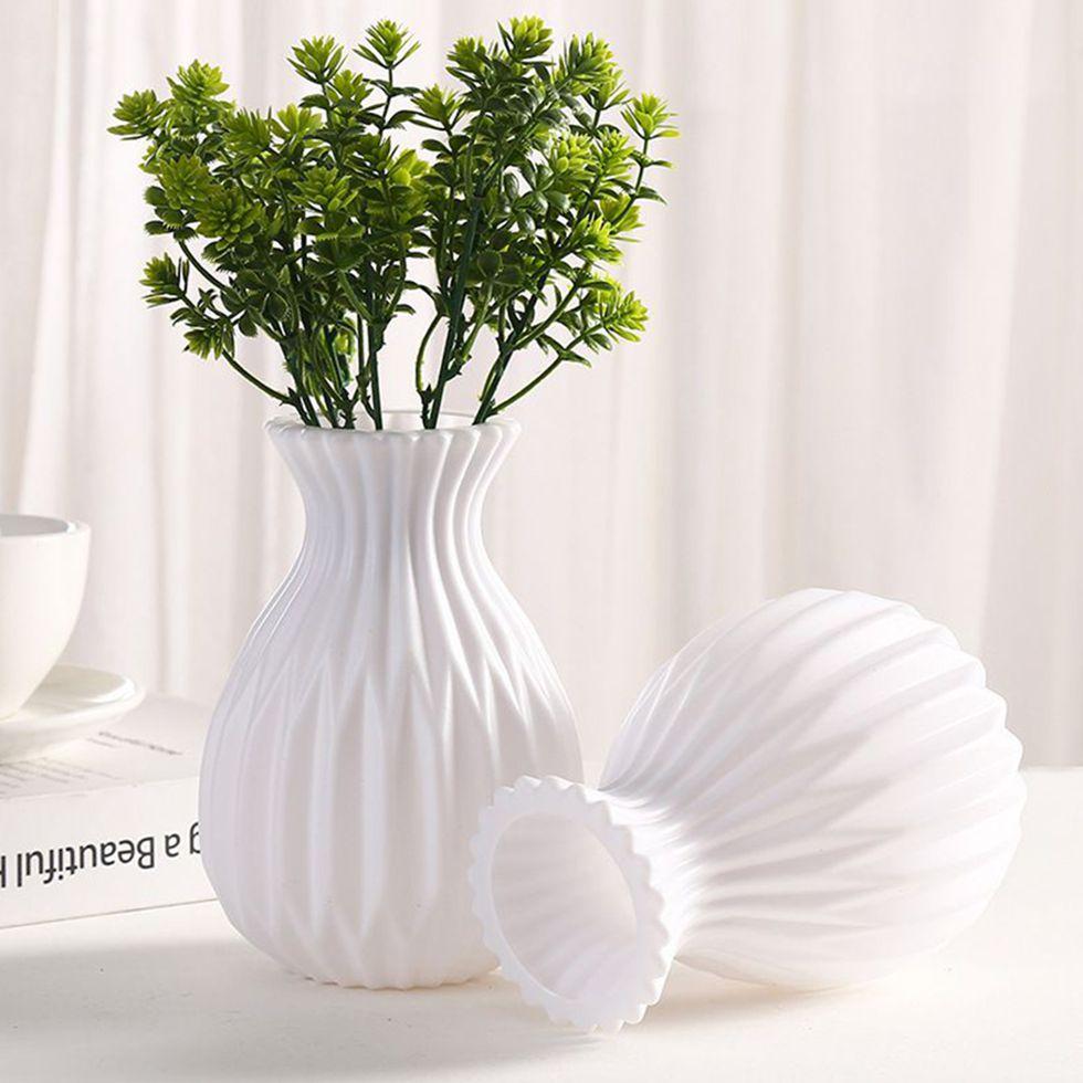 1pc Plastic Vases White Imitation Ceramic Flower Wedding Home Table Diy Gifts Box Bonsai Party Courtyard Decor Photography props
