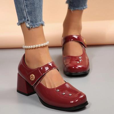 Wasserdichte Plateau-High Heels Damen klobiger Absatz 2025 Neuankunft Elegant Schwarz Lackleder Schnalle Dicke Sohle Mary Jane