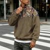 Felpa casual da uomo in flanella a zip 1/4 a manica lunga