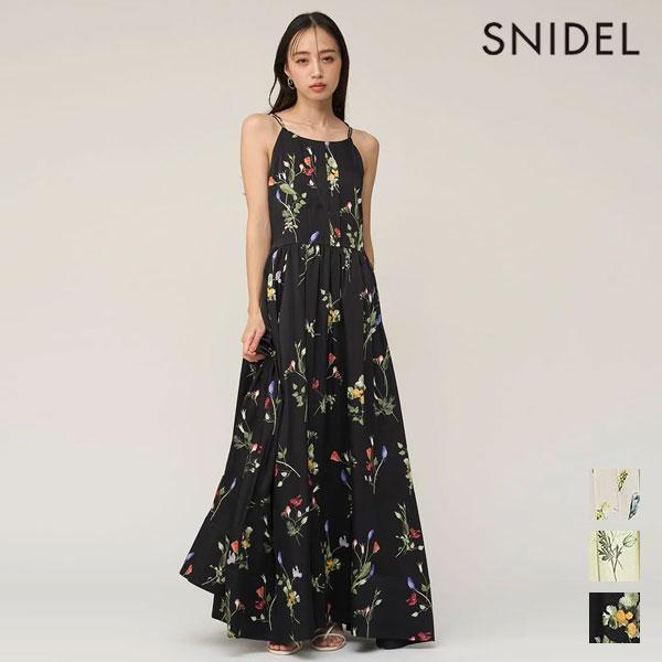 SNIDEL Dress 26 Spring/Summer Botanical Pattern Cami Dress Sleeveless Long Length Floral Pattern swfo261146