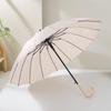 Large Windproof Umbrella: 16-Rib, Long-Handle, Solid Color, Automatic, for Women & Men