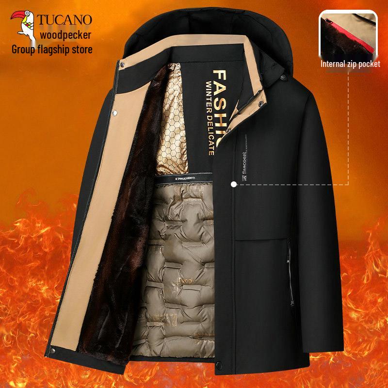 Men's Winter Cotton Padded Jacket for Middle-aged & Elderly - Warm Grandpa Coat