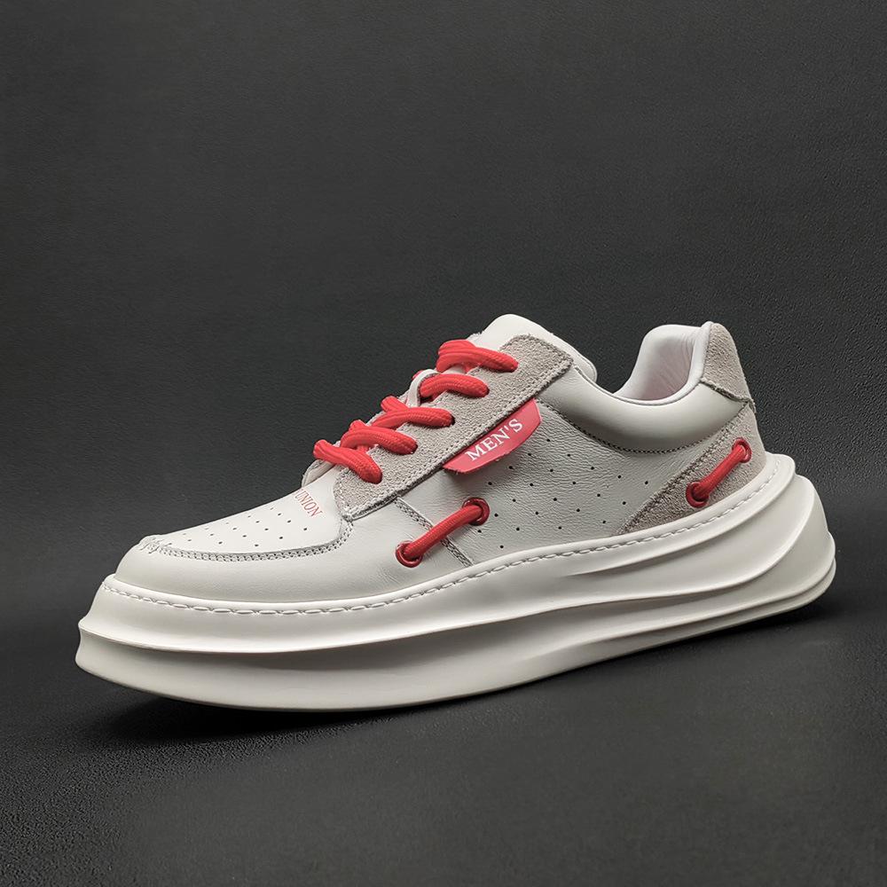 High-end casual shoes leather heightening shoes white board shoes 38