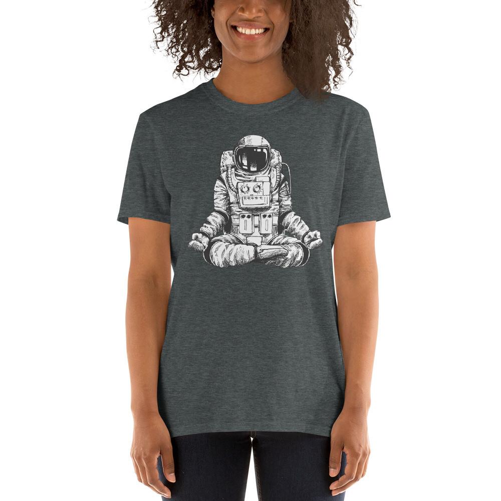 Astronaut in spacesuit yoga gestures Hand Drawn Sketch TShirt Unisex T-Shirt L
