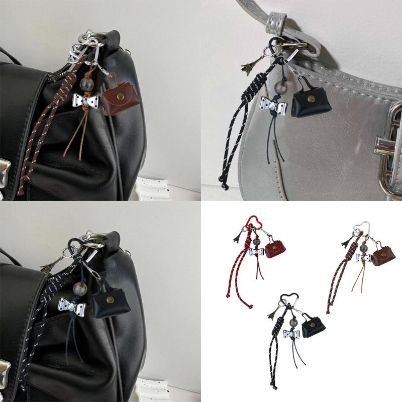 Fashion Keychain Bag Charm Enhancing Style with Practical Alloy and Leather Bags Pendant for Daily Commute or Travel