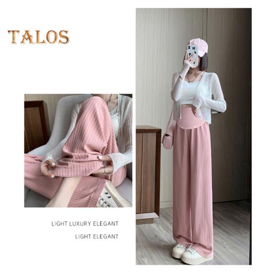 Hose für Schwangere, hohe Taille, Gummiband, gerade, weites Bein, lange Hose, einfarbig, dünne Hose, Schwangerschaftskleidung