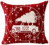 Red Plaid Sofa Linen Christmas Pillow Cover Reindeer Snowflake Home Cushion Cover
