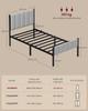VASAGLE Single Bed Frame 90x200 Cm with Upholstered Headboard, Steel Bed Frame, Supports Up To 250 Kg, Easy Assembly, Dove Grey RMB972G01