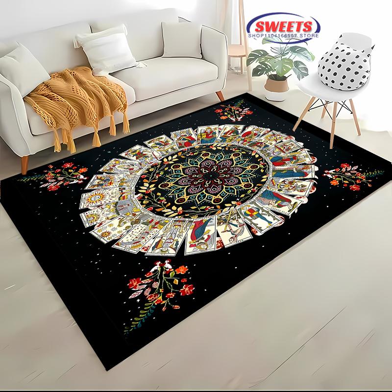Luxury Sun Moon Floral Printed Carpet LivingRoom Bedroom Entrance Door Mat Sofa Large Rugs Birthday Christmas Thanksgiving Gifts