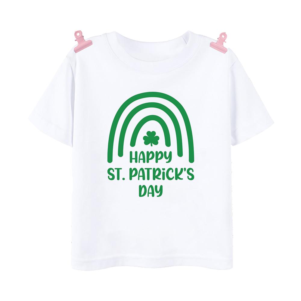 Rainbow Lucky Print Kids Shirts St Patricks Day Party Boys Girls Outfit Tshirt Holidy Child Short Sleeve Tops Toddler T Shirt