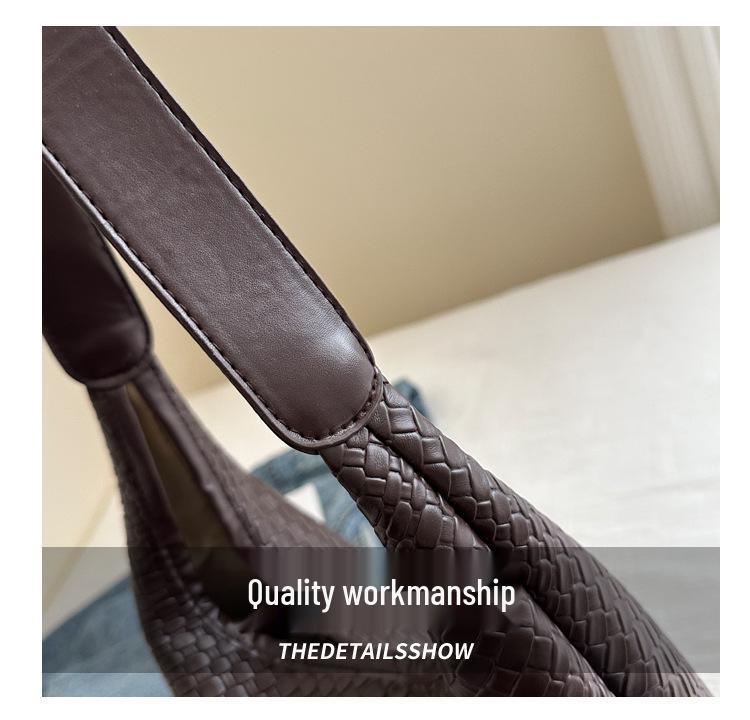 2025 Women's Large Capacity Woven Crossbody Tote - Autumn/Winter Single Shoulder Commuter Handbag