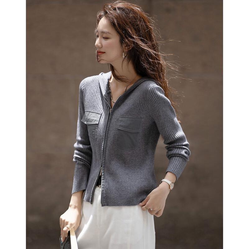 Demana Life Traveler Women's Retro Hooded Color-Block Knit Cardigan