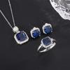 Zircon Full Diamond Perfume Bottle Square Bag Necklace Set Square Stud Earrings Ring Jewelry