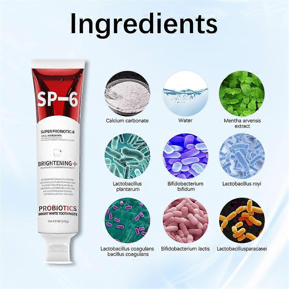 1/2/3PCS SP-6 Probiotics WhiteningToothpasteBrightening &Stain Removing Toothpaste 140g