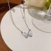 Gradual Change Blue Broken Diamond Butterfly Necklace Women's Summer Collarbone Chain New Match