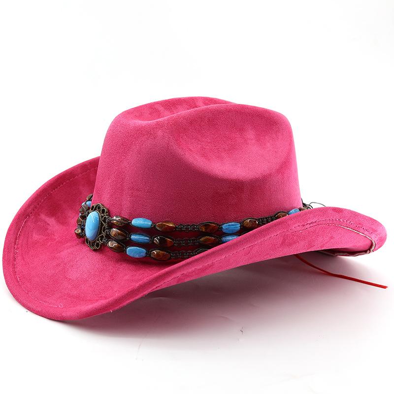 Suede Horse Riding Western Cowboy Hat For Men And Women Outdoor Travel Hat With Rolled Brim Ethnic Style Top Hat Felt Hat