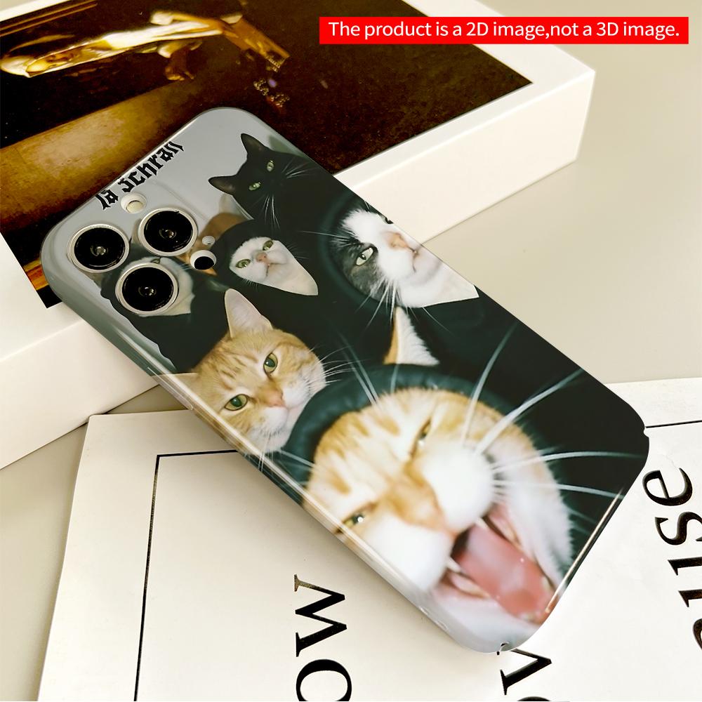Cats In Black Hoodies Group Photo All Inclusive Film Hard Phone Case, Compatible with iPhone 18 Pro Max 17 16 15 14 13 12 11