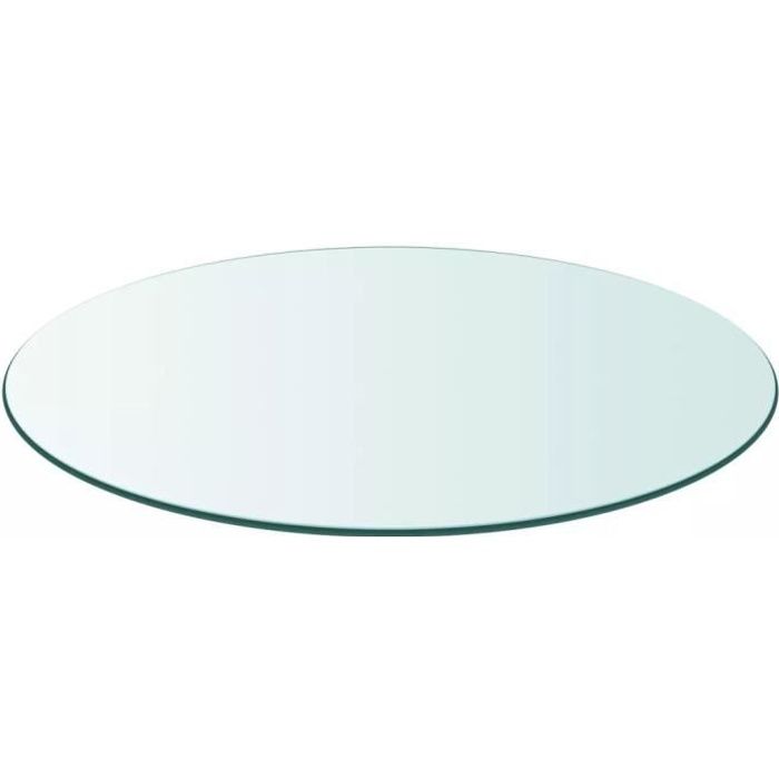 Dessus de table ronde en verre trempé - VIDAXL - 500 mm - Transparent - Blanc - Essentiel